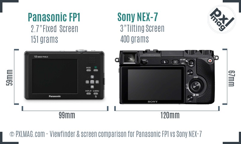 Panasonic FP1 vs Sony NEX-7 Screen and Viewfinder comparison