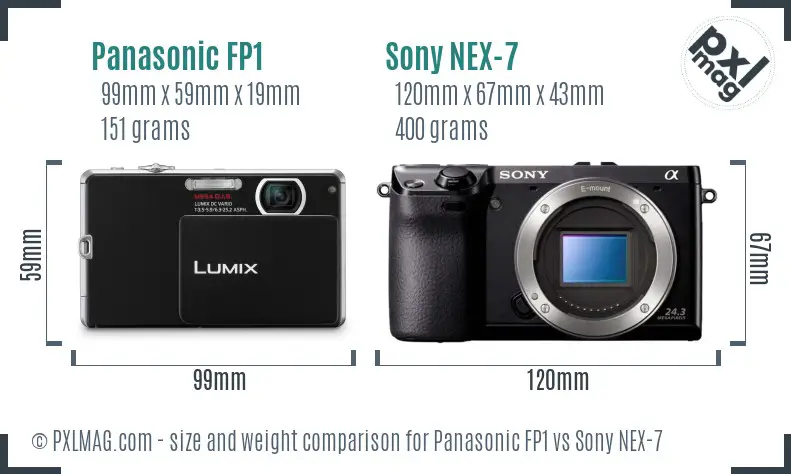 Panasonic FP1 vs Sony NEX-7 size comparison