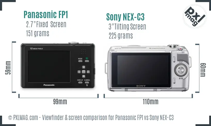Panasonic FP1 vs Sony NEX-C3 Screen and Viewfinder comparison