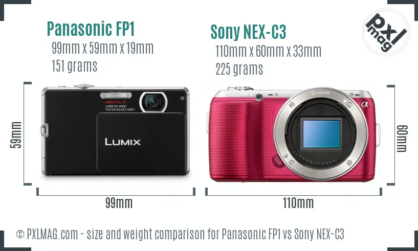 Panasonic FP1 vs Sony NEX-C3 size comparison
