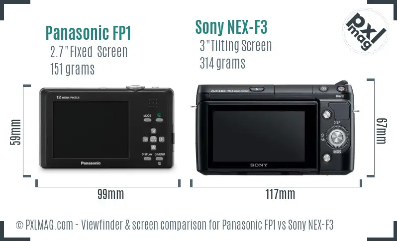 Panasonic FP1 vs Sony NEX-F3 Screen and Viewfinder comparison