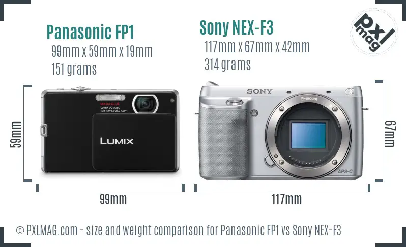 Panasonic FP1 vs Sony NEX-F3 size comparison