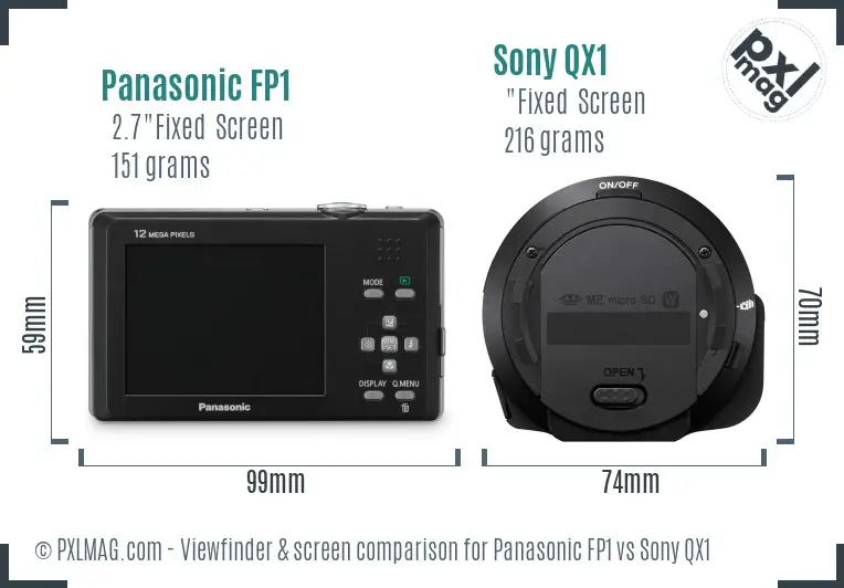 Panasonic FP1 vs Sony QX1 Screen and Viewfinder comparison