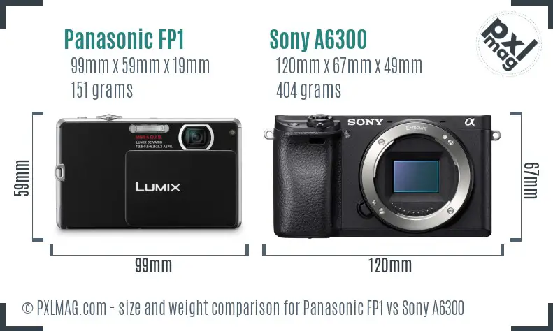 Panasonic FP1 vs Sony A6300 size comparison