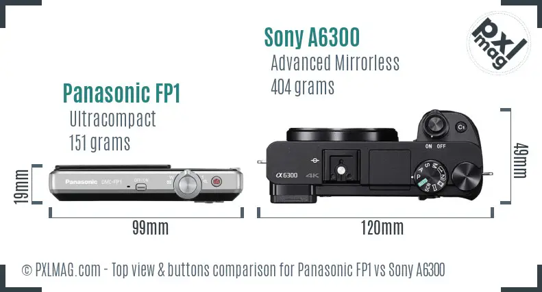 Panasonic FP1 vs Sony A6300 top view buttons comparison