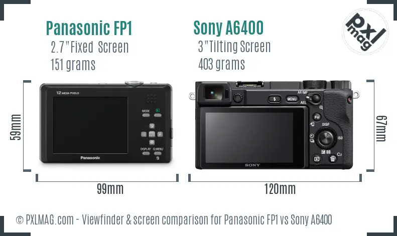Panasonic FP1 vs Sony A6400 Screen and Viewfinder comparison