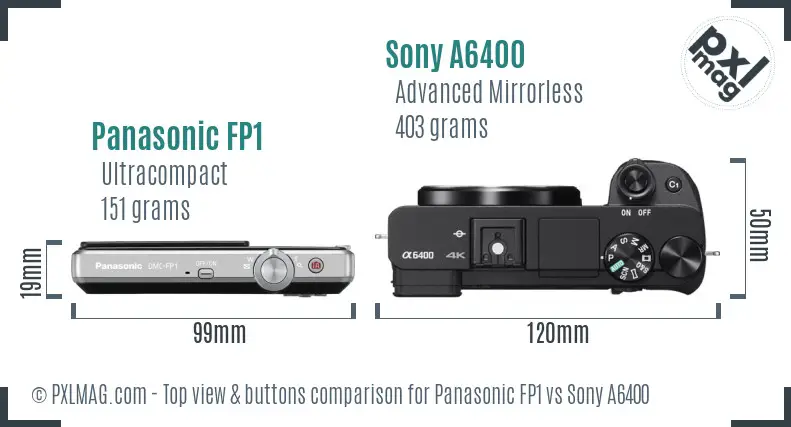 Panasonic FP1 vs Sony A6400 top view buttons comparison