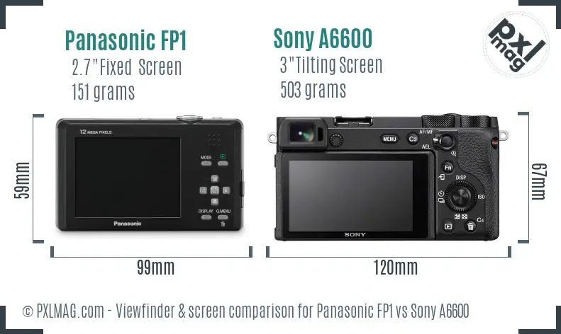 Panasonic FP1 vs Sony A6600 Screen and Viewfinder comparison