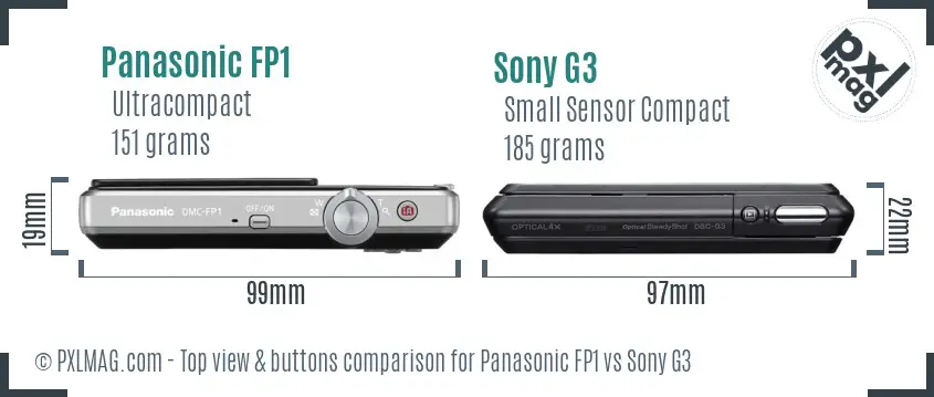 Panasonic FP1 vs Sony G3 top view buttons comparison