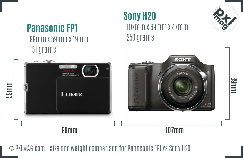 Panasonic FP1 vs Sony H20 size comparison