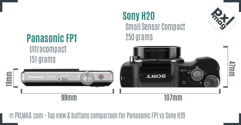 Panasonic FP1 vs Sony H20 top view buttons comparison