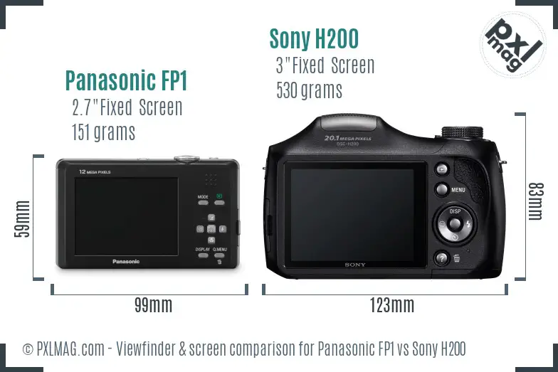 Panasonic FP1 vs Sony H200 Screen and Viewfinder comparison