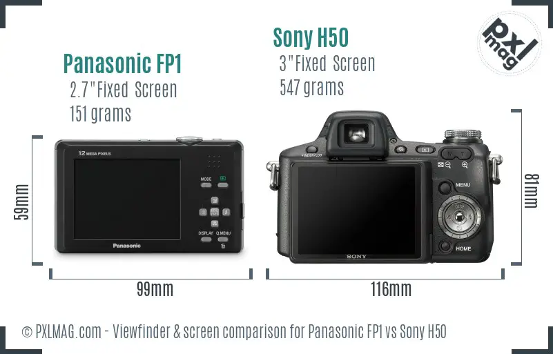 Panasonic FP1 vs Sony H50 Screen and Viewfinder comparison