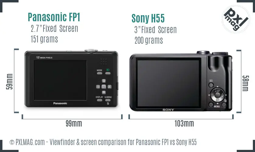 Panasonic FP1 vs Sony H55 Screen and Viewfinder comparison