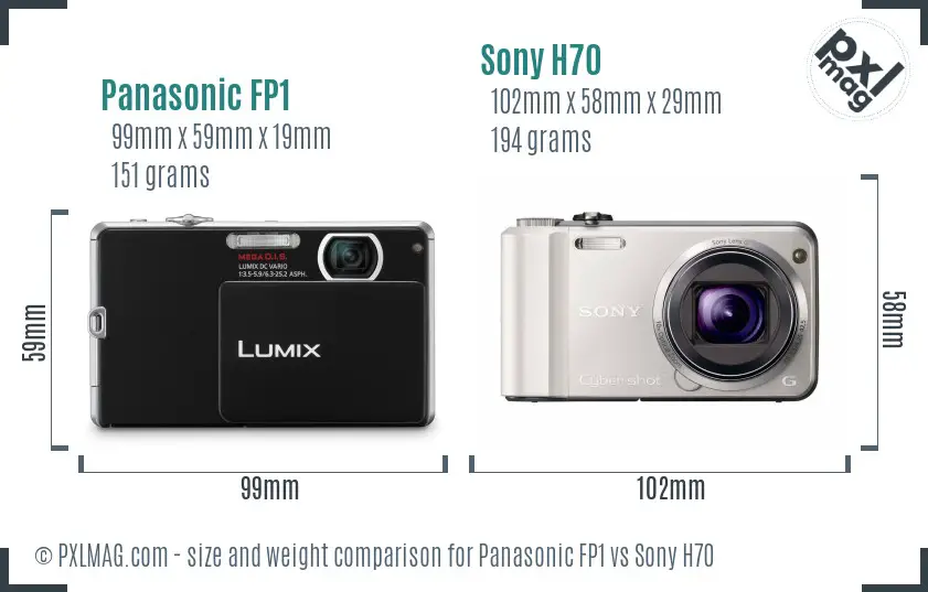 Panasonic FP1 vs Sony H70 size comparison