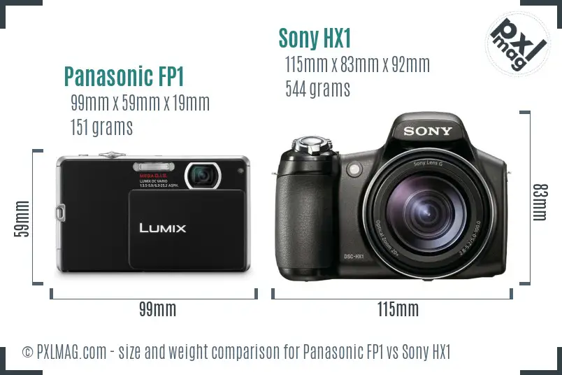 Panasonic FP1 vs Sony HX1 size comparison