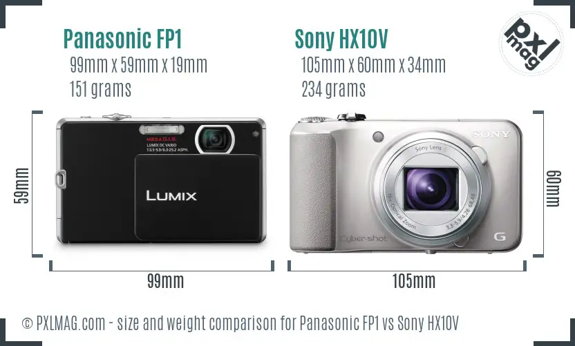 Panasonic FP1 vs Sony HX10V size comparison
