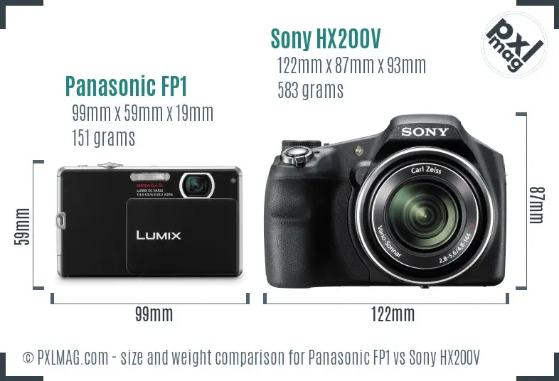 Panasonic FP1 vs Sony HX200V size comparison