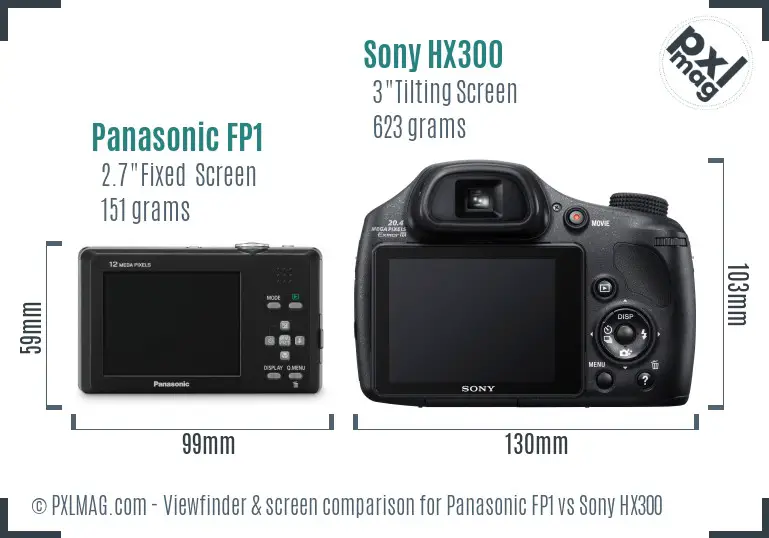 Panasonic FP1 vs Sony HX300 Screen and Viewfinder comparison