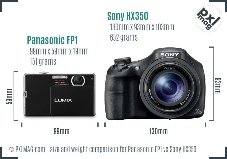 Panasonic FP1 vs Sony HX350 size comparison