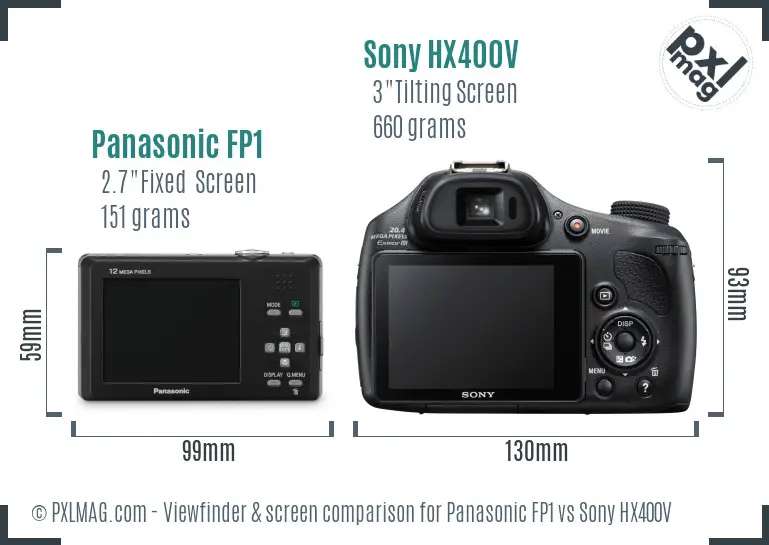 Panasonic FP1 vs Sony HX400V Screen and Viewfinder comparison