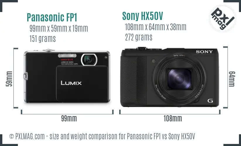 Panasonic FP1 vs Sony HX50V size comparison