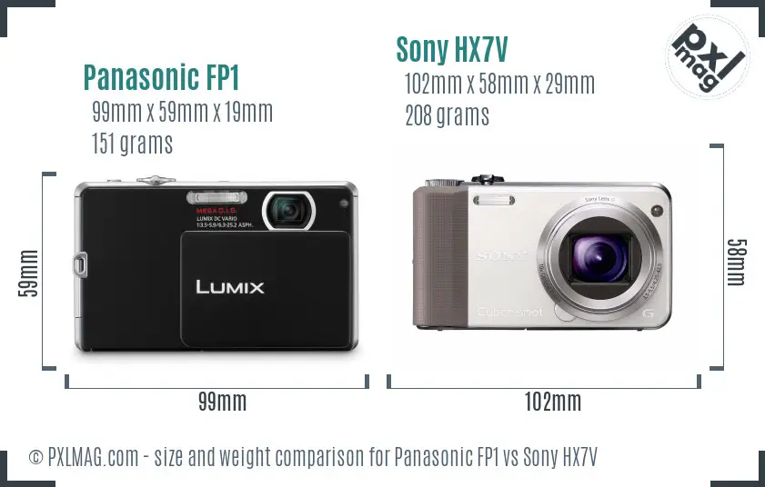 Panasonic FP1 vs Sony HX7V size comparison