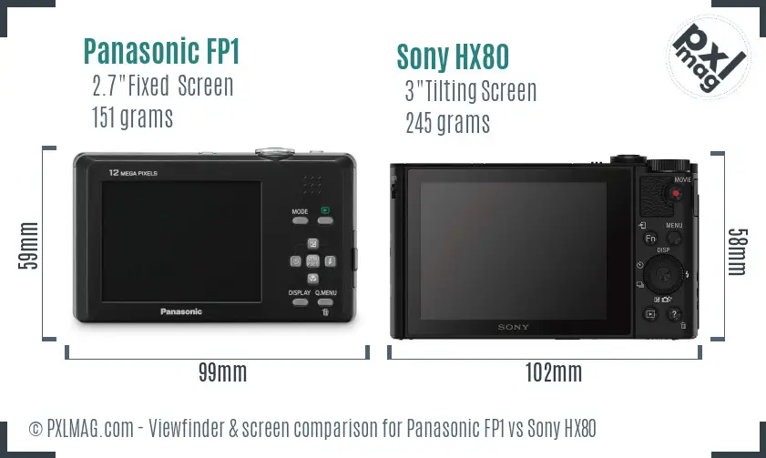Panasonic FP1 vs Sony HX80 Screen and Viewfinder comparison