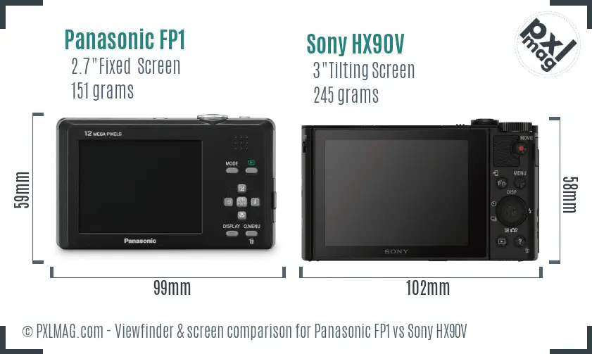 Panasonic FP1 vs Sony HX90V Screen and Viewfinder comparison