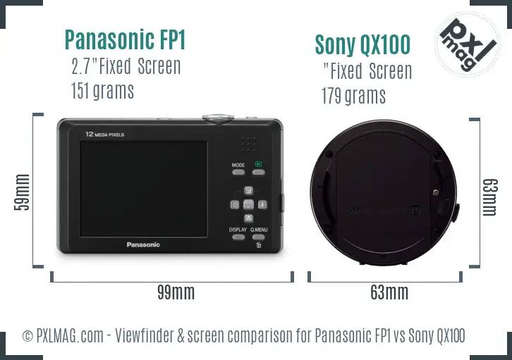 Panasonic FP1 vs Sony QX100 Screen and Viewfinder comparison