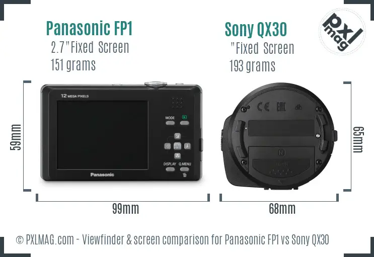 Panasonic FP1 vs Sony QX30 Screen and Viewfinder comparison