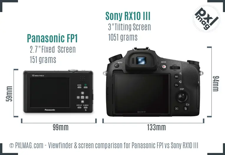 Panasonic FP1 vs Sony RX10 III Screen and Viewfinder comparison