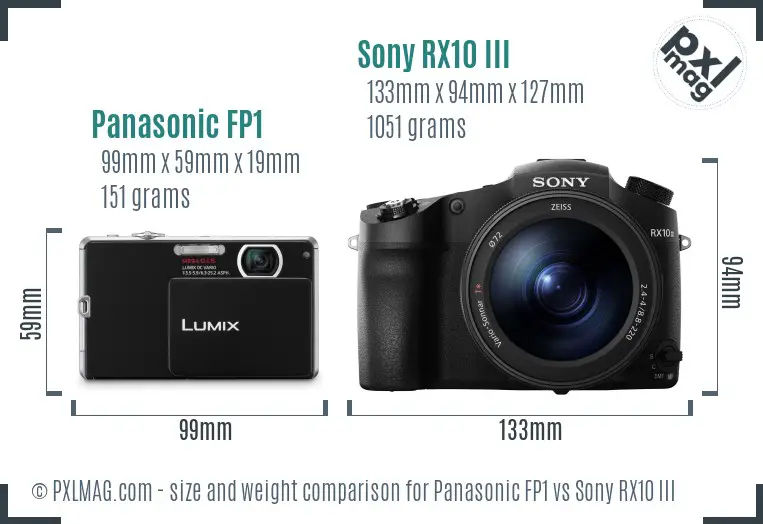 Panasonic FP1 vs Sony RX10 III size comparison
