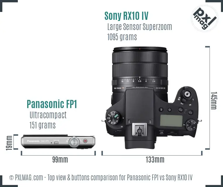 Panasonic FP1 vs Sony RX10 IV top view buttons comparison