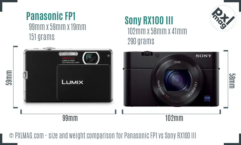 Panasonic FP1 vs Sony RX100 III size comparison