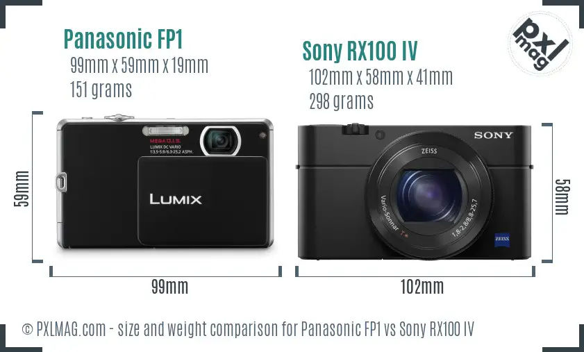 Panasonic FP1 vs Sony RX100 IV size comparison
