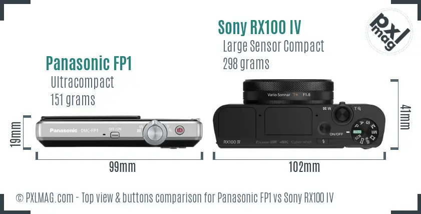 Panasonic FP1 vs Sony RX100 IV top view buttons comparison