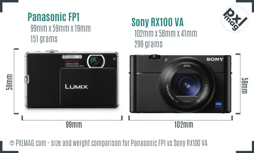 Panasonic FP1 vs Sony RX100 VA size comparison