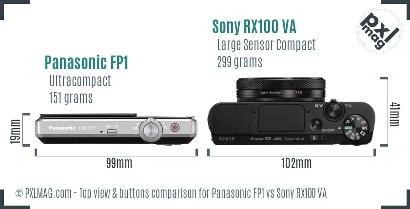 Panasonic FP1 vs Sony RX100 VA top view buttons comparison