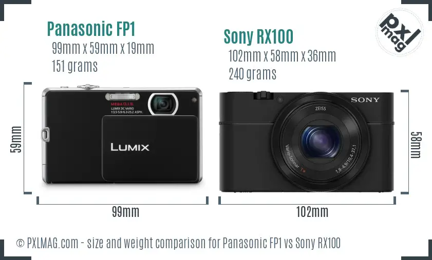 Panasonic FP1 vs Sony RX100 size comparison
