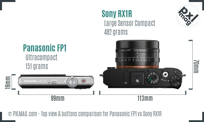 Panasonic FP1 vs Sony RX1R top view buttons comparison