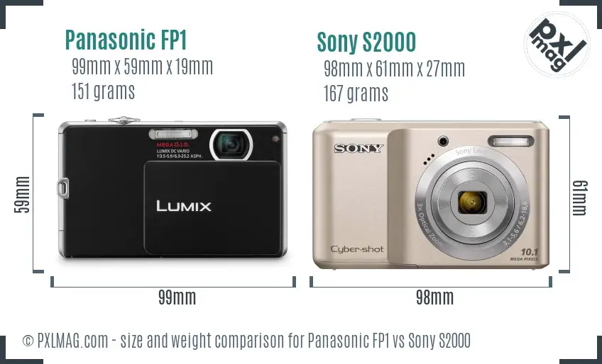 Panasonic FP1 vs Sony S2000 size comparison