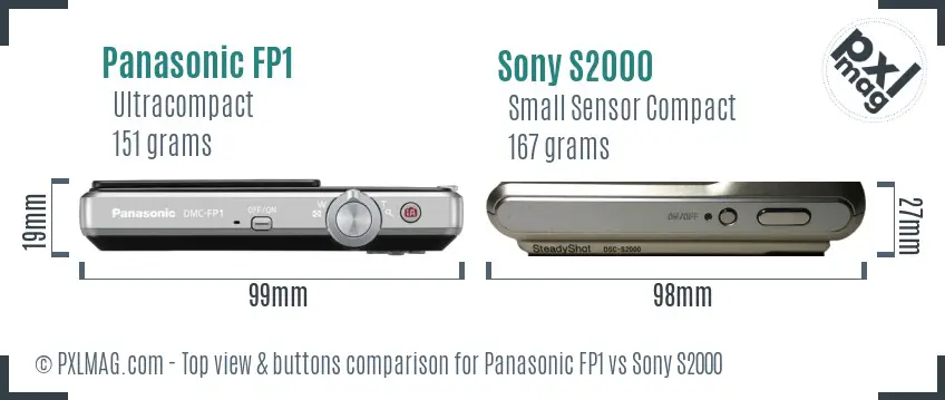 Panasonic FP1 vs Sony S2000 top view buttons comparison