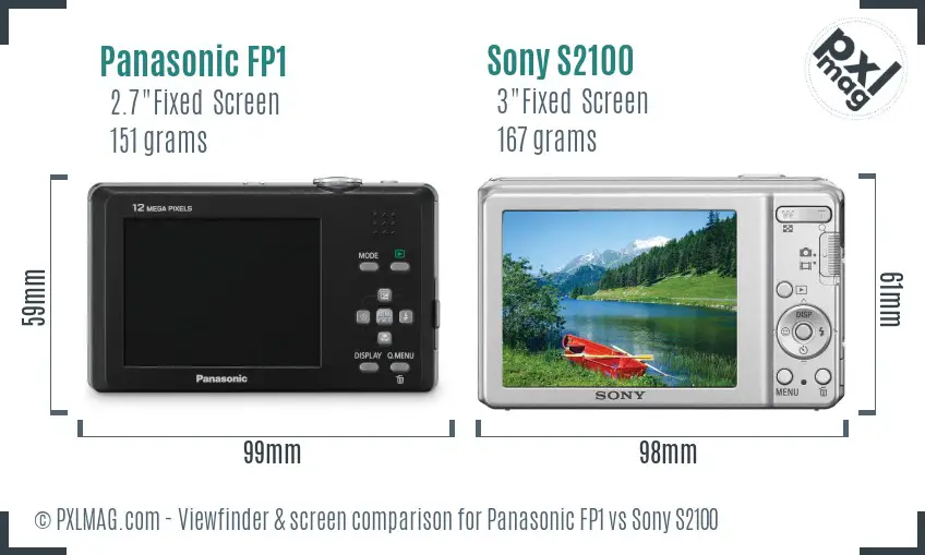 Panasonic FP1 vs Sony S2100 Screen and Viewfinder comparison