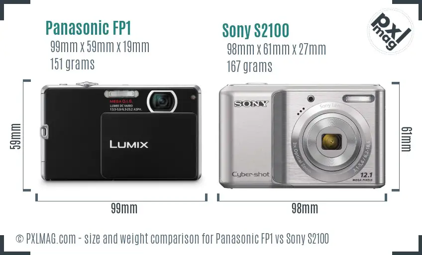 Panasonic FP1 vs Sony S2100 size comparison