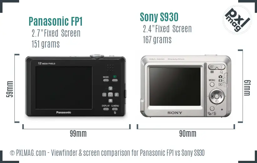 Panasonic FP1 vs Sony S930 Screen and Viewfinder comparison