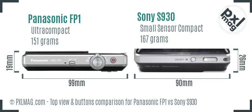 Panasonic FP1 vs Sony S930 top view buttons comparison