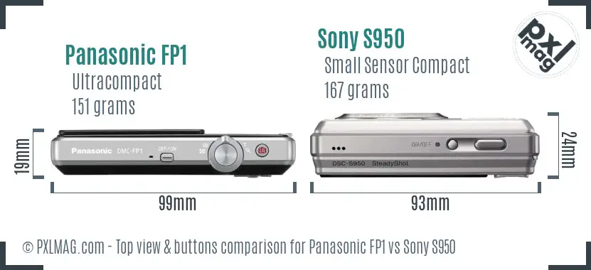 Panasonic FP1 vs Sony S950 top view buttons comparison Panasonic FP1 vs Sony S950 top view buttons comparison