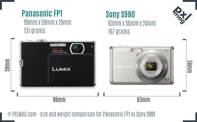 Panasonic FP1 vs Sony S980 size comparison