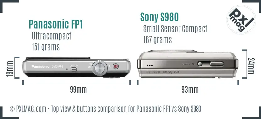 Panasonic FP1 vs Sony S980 top view buttons comparison